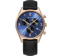 BERING Men's Quartz Watch, 42 mm Stainless-Steel Case and Dial, Calfskin Strap,