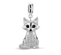 BERING PolarFox - Colgante de zorro ártico de acero inoxidable con circonitas, Einheitsgröße, Acero inoxidable Zirconia cúbica acero inoxidable Circonita Cristales negros, Circonia cúbica
