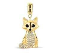 BERING PolarFox - Colgante de zorro ártico de acero inoxidable con circonitas, Einheitsgröße, Acero inoxidable Zirconia cúbica acero inoxidable Circonita Cristales negros, Circonia cúbica