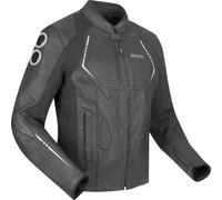 Bering Radial Chaqueta de cuero / textil para motocicleta, negro-blanco, tamaño L para Hombres