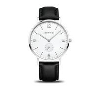 BERING Reloj analógico de Cuarzo japonés para Hombre con Correa de Piel 14040-404, Negro, Correa
