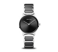 BERING Reloj analógico redondo con esfera negra para mujer 18531-742, negro