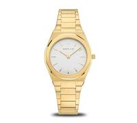 BERING Reloj analógico redondo con esfera plateada para mujer 19632-730, Dorado, Clásico
