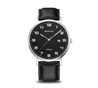 BERING Reloj de cuarzo para Hombre, Colección Titanium con titanio y cristal de Zafiro 18640-402, Plateado y Negro