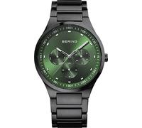 BERING Reloj de Cuarzo para Hombre | Reloj de Pulsera de 40 mm Caja de Acero Inoxidable Negra y Esfera Verde | Correa de Acero Inoxidable con Elementos de Acero Inoxidable | 10 ATM | 11740-728