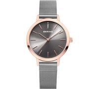 Bering Reloj de Pulsera para Mujer, clásico, Cuarzo, Acero Inoxidable 13434-369, Gris, Clásico