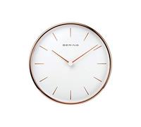 BERING Reloj despertador | Diseño nórdico simple y moderno | Oro rosado y blanco | Funcionamiento silencioso |162 mm de diámetro | 90162-64R
