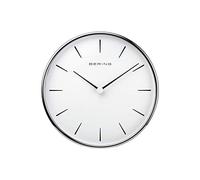 BERING Reloj despertador | Diseño nórdico simple y moderno | Plata y blanco | Funcionamiento silencioso |162 mm de diámetro | 90162-04R