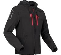 Bering Rotor Softshell Chaqueta textil de moto impermeable, negro/neón rojo, Talla S