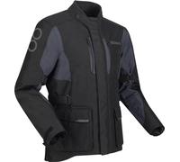 Bering Siberia Chaqueta textil de moto impermeable, negro-gris, tamaño 2XL para Hombres