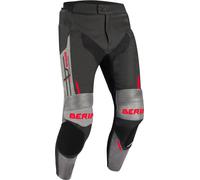 Bering Snap Pantalones de moto de cuero/textil, negro-gris, tamaño XL para Hombres