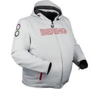 Bering Warwick King Size Chaqueta textil de moto impermeable, Gris claro/rojo, Talla L