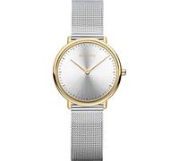 BERING Women's Quartz Watch, Wristwatch with 29 mm Gold Stainless Steel Case and Silver dial, Milanese Strap, Sapphire Crystal, 3 ATM, 15729-010