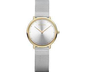 BERING Women's Quartz Watch, Wristwatch with 29 mm Gold Stainless Steel Case and Silver dial, Milanese Strap, Sapphire Crystal, 3 ATM, 15729-010