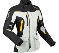 Bering Zephyr impermeable Chaqueta textil de motocicleta para mujer, negro-gris-amarillo, tamaño 38
