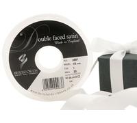 Berisfords 3501 Cinta de satén de Doble Cara, Poliéster, Blanco, 15 mm, 20