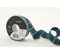 Berisfords BF_007622 0008_25 Cinta de tartán Rosa, Tela, Verde, 10.4 x 10.4 x 2.9 cm