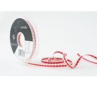Berisfords Cinta a Cuadros rústica 7 mm, Color Rojo