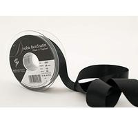 Berisfords Cinta de satén a Doble Cara 3501 de 20 m x 25 mm, Color Negro
