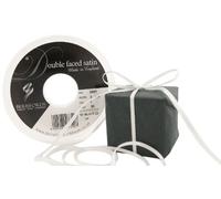 Berisfords Cinta de satén a Doble Cara 3501 de 30 m x 3 mm, Color Blanco