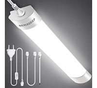 BERIXDEEP Regleta LED con Enchufe 60cm 18W 1800lm, Tubo LED 4000K Impermeable sin Parpadeo IP65, Barra LED Techo para Taller Diurna Garaje Sótano Oficina
