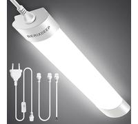 BERIXDEEP Regleta LED con Enchufe 60cm 18W 1800lm, Tubo LED 4000K Impermeable sin Parpadeo IP65, Barra LED Techo para Taller Diurna Garaje Sótano Oficina
