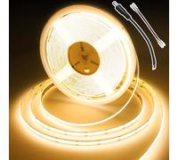 BERIXDEEP Tira LED COB 10M, Tira LED Blanco Calido con 384 LEDs/m, Ancho 8mm, CRI 92+, 9w/m, Tiras LED DC24V para Dormitorio, Cocina, Espejo (sin Fuente de Alimentación), 2700K