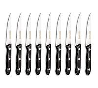 BERIZZA Juego de 9 Cuchillos de Carne de Mesa con Mango Negro, Hoja de Acero Inoxidable, Diseño Elegante, Cuchillo Bistec, Chuletero, Cuchillo Barbacoa, apto para lavavajillas.