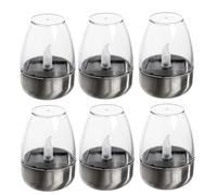 berjalan Velas de té de energía solar para exteriores, sin llama, parpadeantes, impermeables, lámpara de mesa solar, velas LED con atardecer a amanecer, paquete de 6