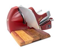 Berkel Home Line 200 Plus - Recortadora - Rojo Mate - Eléctrica y Compacta - Ideal para Prosciutto, Pan & Queso - Máquina de corte de diseño con tabla de roble hecha a mano