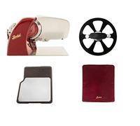 Berkel - Home Line 200 + Tabla de Cortar con Placa de Acero Inoxidable + Carcasa Rebanadora Color Rojo M + Extractor de Cuchillas (Rojo)