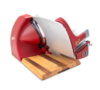 Berkel Home Line 250 Plus - Recortadora - Rojo Mate - Eléctrica y Compacta - Ideal para Prosciutto, verduras y queso - con tabla de madera de barril de alta calidad