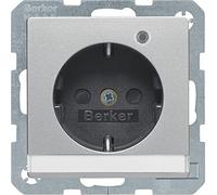 Berker 41106084 - Enchufe Schuko con LED de control, campo de rotulación y mayor protección táctil, Q.1/Q.3, aluminio, barnizado