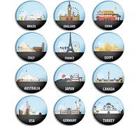 Berkin Arts 12 Piezas Lindo Redondo Cristal de Vidrio Fuerte Imanes de Nevera Magnético Pegatina de Nevera Guía de Viaje Imágenes Vectoriales Tendencia en Fiverr