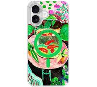 Berkin Arts Compatible con iPhone 17, Transparente Funda y Compatible con Magsafe, con diseño de pez koi y nenúfar (Goldfish by Matisse)