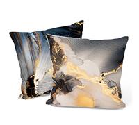 Berkin Arts Decorativa Funda de cojín 45x45 cm,Juego de 2 Piezas Funda de Almohada Diseño de Moderno Mármol Resumen Suave Cushion Cover. Acogedor Gris Negro para Sala