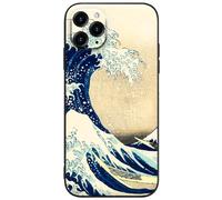 Berkin Arts Funda de Silicona Compatible con iPhone 11 Pro MAX Funda con Protector de Pantalla Estilo japonés Ukiyo-e (Katsushika Hokusai-La Gran Ola)