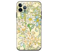 Berkin Arts Funda de silicona compatible con iPhone 16 Pro con protector de pantalla, diseño de flores Art Nouveau (Clematis de Alphonse Mucha)