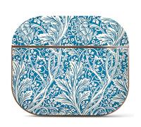 Berkin Arts Funda para AirPods Pro 1 Art Case Cubierta Dura de Oro Rosa con Llavero patrón de Damasco (William Morris-Arcadia Azul Floral)