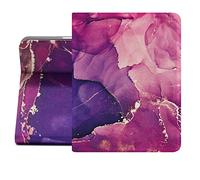 Berkin Arts Funda para iPad Pro de 11 Pulgadas M4 (2024) A2836/A2837/A3006, Funda Tipo Libro de Piel de Bueno, Color Malva, cinabrio y Papel Cian marmoleado
