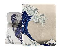 Berkin Arts para iPad Pro de 13 Pulgadas M4 (2024) A2925/A2926/A3007, para Tipo Libro de Piel de Primera Calidad, Estilo japonés Ukiyo-e (La Gran Ola de Hokusai)