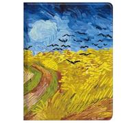 Berkin Arts para iPad Pro de 2ª/3ª/4ª generación(11 Pulgadas) 2022 2021, de Piel de Primera Calidad, Estrellado Cuervos Vibrantes y Campos Dorados(Campo de Trigo con Cuervos de Van Gogh)