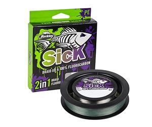 Berkley Sick Braid and Fluorocarbon Leader Pack - Combo de línea de Pesca Trenzada súper Suave de 8 hebras y hundimiento rápido, Alambre líder de Carbono Fluorescente Invisible. Agua Dulce y Agua