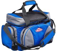Berkley System - Bolsa de Hombro con 4 Cajas para anzuelos Accesorios de Pesca, Cebo y Almuerzo, Color Gris/Azul, tamaño Large