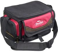 Berkley System - Bolsa de Hombro con 4 Cajas para anzuelos Accesorios de Pesca, Cebo y Almuerzo, Color Rojo y Negro, tamaño Medium