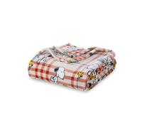 Berkshire Blanket Peanuts VelvetLoft Cute Character Snoopy Plush Blanket Snoopy and Woodstock Wood Holiday Plaid Medium Tan Twin