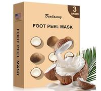 Berlaney Mascarilla Exfoliante para Pies, 3 Pares, para Pies Secos, Talones Agrietados, Callos, Elimina Piel Muerta, Pies Suaves, Spa en Casa o Viaje(Coco)