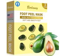 Berlaney Mascarilla Exfoliante para Pies, 3 Pares, para Pies Secos, Talones Agrietados, Callos, Elimina Piel Muerta, Pies Suaves, Spa en Casa o Viaje(Manteca de karité)