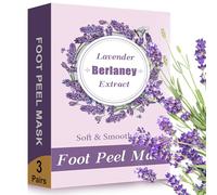 Berlaney Mascarilla Exfoliante para Pies, 3 Pares, para Pies Secos, Talones Agrietados, Callos, Elimina Piel Muerta, Pies Suaves, Spa en Casa o Viaje(Lavanda)