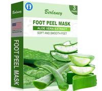 Berlaney Mascarilla Exfoliante para Pies, 3 Pares, para Pies Secos, Talones Agrietados, Callos, Elimina Piel Muerta, Pies Suaves, Spa en Casa o Viaje(Aloe Vera)